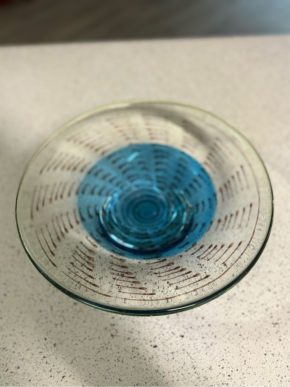 Murano Art Glass Bowl Confetti Spatter Hand Blown Contemporary Art Glass 10in